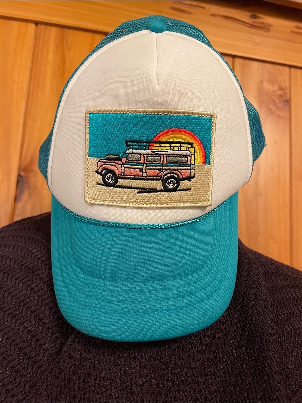 Land Rover Defender  Teal and White Surf Truck Otto brand Trucker Hat